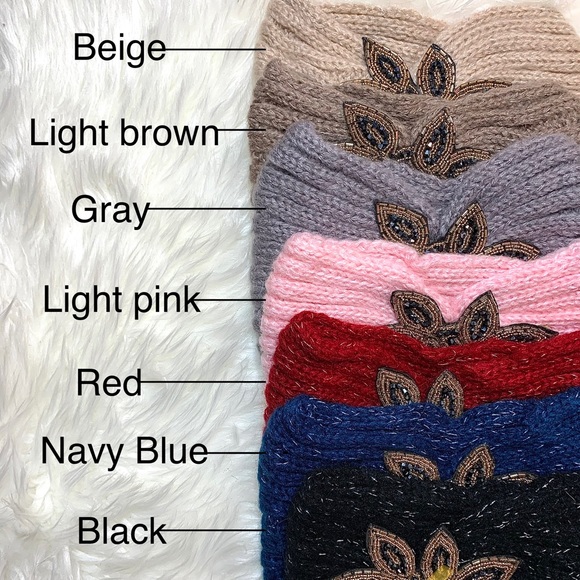 Knitted Headwrap Ear Warmer with Beaded Bling - Picture 6 of 6